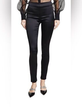 Theory Satin High Rise Skinny Zip Cuff Black Pants Size US 4